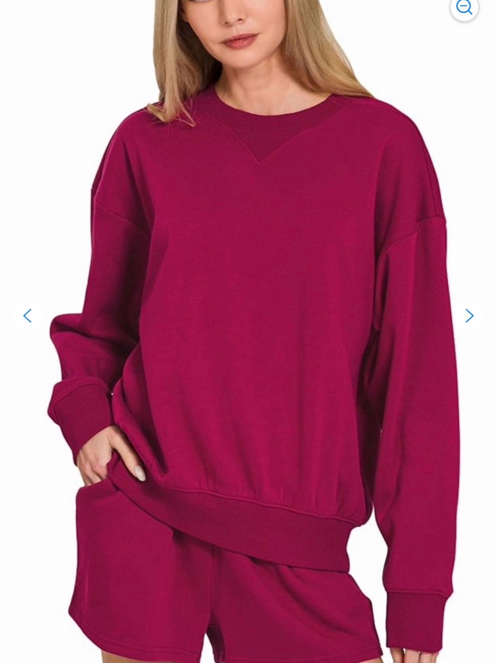 Women's Fleece Sweatshirt - Shorts Set Cabernet Color